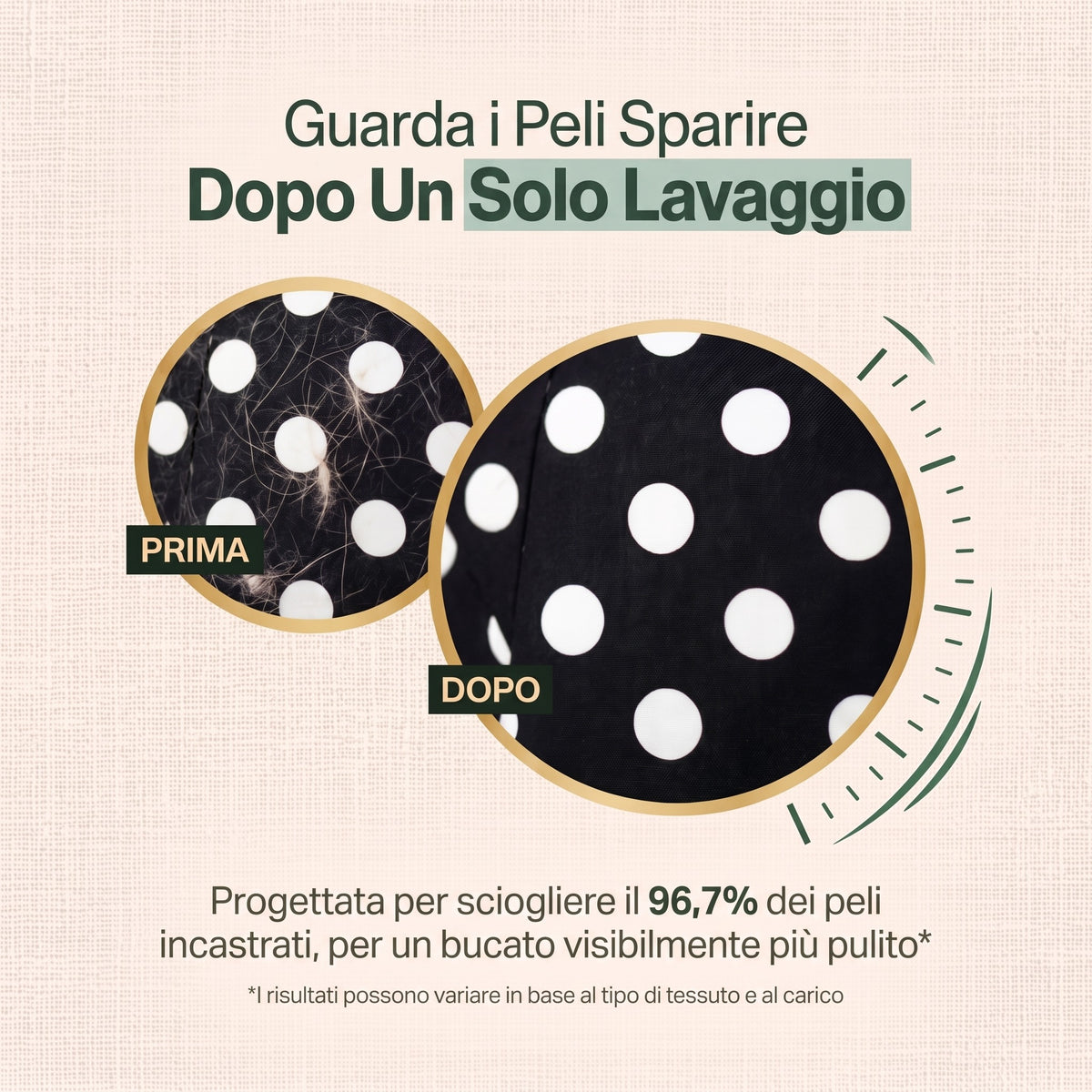 Guarda i peli sparire dopo un solo lavaggio