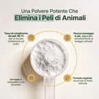 Una polvere potente che elimina i peli di animali