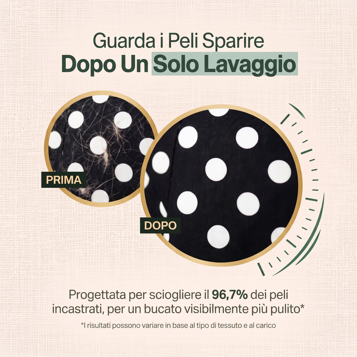 Guarda i peli sparire dopo un solo lavaggio